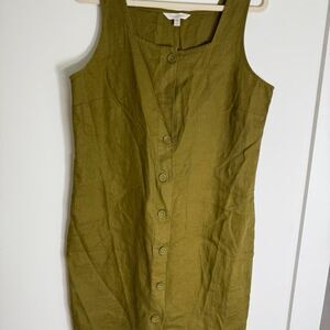Garnet Hill Olive-Style Linen Button-Front Mini Dress